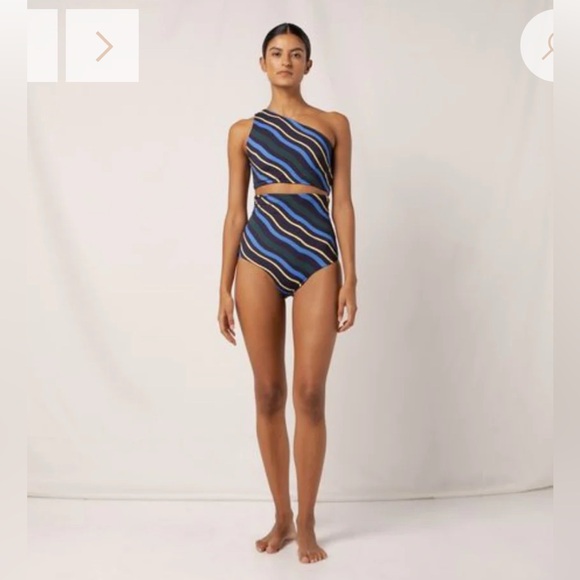 CALA DE LA CRUZ****Striped One-Shoulder Bikini Set**Small $285 - Picture 1 of 4